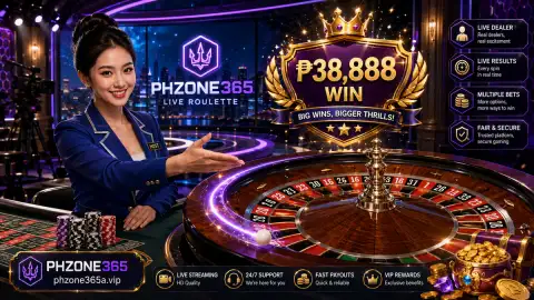 PH365 live casino roulette scene with a moving wheel and calm studio table framing