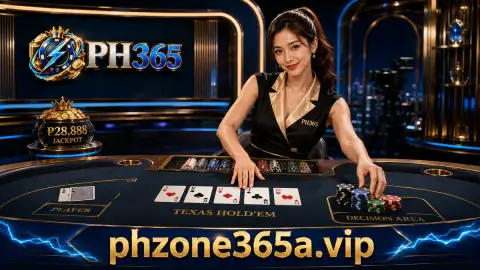 PH365 live casino table after the card reveal with chips and cards in a calmer final frame