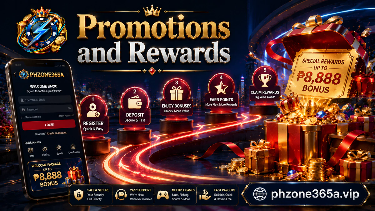 PH365 promotion artwork with gold reward imagery and electric-blue accents